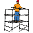 Stegst&auml;llning 0,75x2,5 meter. H&ouml;jd 4,0 meter